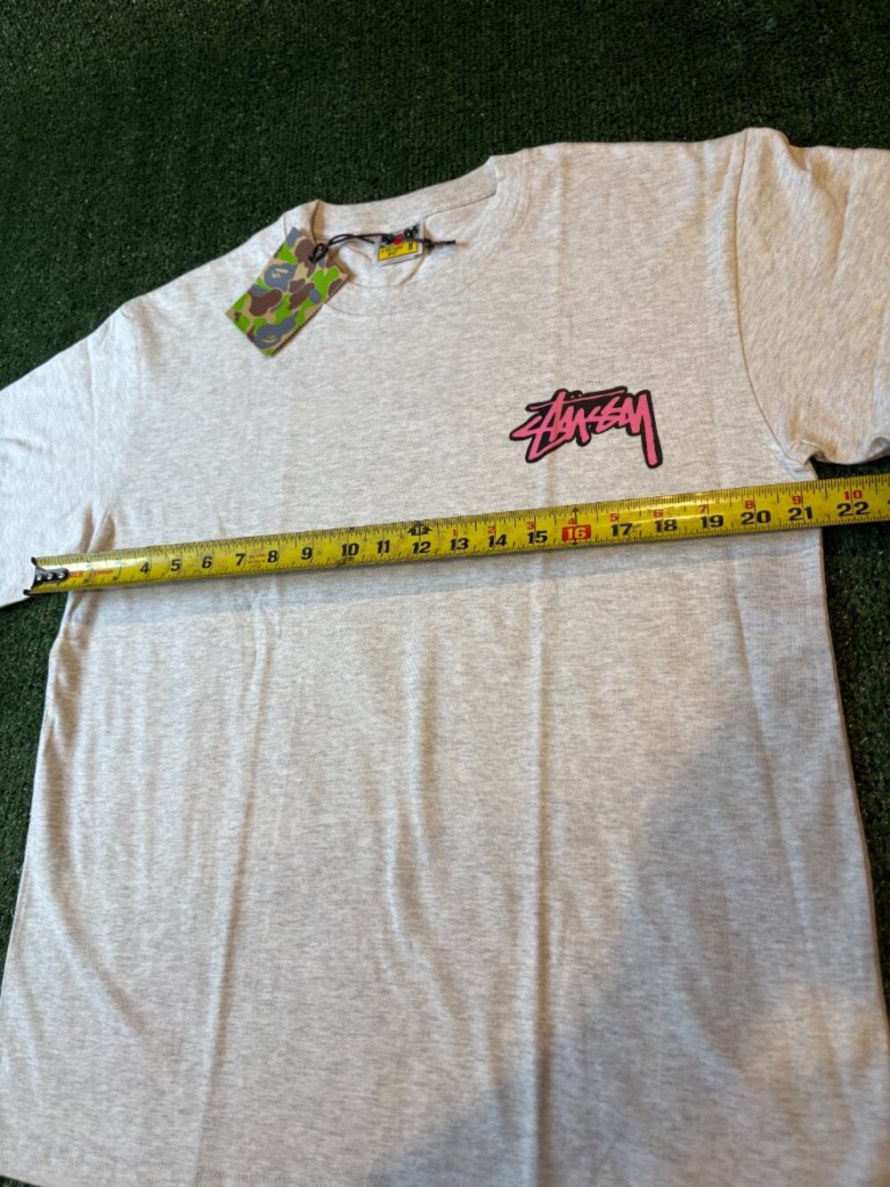 Stüssy x BAPE Ape Head Graphic Tee Gray NWT - Picture 6 of 9